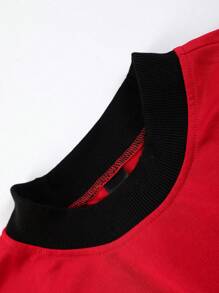 Manfinity EMRG Men's Letter Cartoon Graphic Round Neck Short Sleeve Casual T-Shirt - Red - View 5