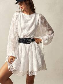 Bohemela Boho Music Festival Women's Mini Embroidered Dress - White - View 3