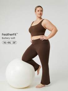 GLOWMODE Quần legging cạp cao ống loe FeatherFit™ cỡ lớn 28'' cho tập yoga hàng ngày tác động thấp - Cảm hứng quế - Xem 1