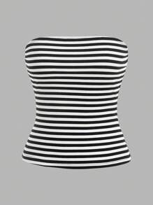 SHEIN BASICS 2 件套女士休闲针织短款抹胸衬衫 - 白色 - 查看 8