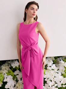 MOTF Soiréza Vestido con cierre y detalle de lazo - Rosa Fucsia - Ver 5