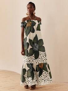 SHEIN Lady Holiday Raised Vertical Code Printing Holiday Printing One Shoulder Short Sleeve Women's Robe Wholesale Bride Holiday Party Dress Beach Women's High Waist Slim Dress Holiday Light White Elegant Beach Wear,Sundress