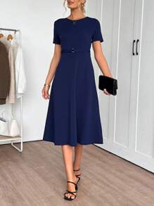 EMERY ROSE Women's Midi Dress Summer Dresses For Women Graduation Dresses For Women Birthday Dress Women Clothing Summer Modest Dress - Navy Blue - View 8