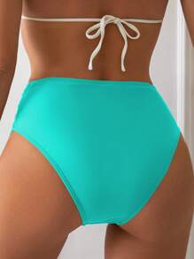 SHEIN Swim Quần bơi bikini màu trơn đi biển mùa hè cho nữ - màu xanh lá - Xem 2