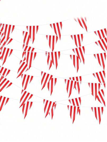 SHEIN 20 st/set karnevalscirkusvippbanderoll, röd- och vitrandig triangulär flaggvippbanderoll, lämplig för karnevalscirkusfödelsedagsfestdekoration