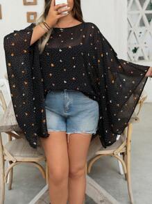 SHEIN LUNE Plus Size Women Chiffon Loose Printed Shirt - Multicolor - View 5