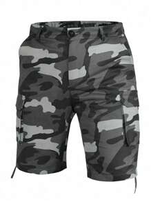 Manfinity Homme Pantalones cortos casuales sencillos para hombre, adecuados para el verano. Pantalones cortos camuflados para hombre, pantalones cortos de camuflaje para hombre