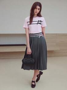 MOTF STUDIO BOW DETAIL BOXY T-SHIRT