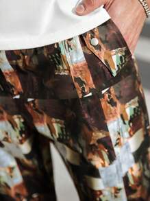 Manfinity LEGND Quần ống đứng thường ngày có dây rút in họa tiết toàn thân cỡ lớn cho nam - Nhiều màu - Xem 3