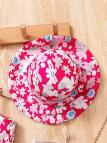 Baby Girl Vacation Floral Print Casual Strap Dress - Multicolor - View 5