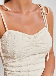 COSMINA Váy suông họa tiết trơn màu mùa hè cho nữ, dùng cho bữa sáng muộn - Kem - Xem 7