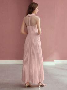 MOTF PREMIUM VESTIDO PLISADO DE MALLA DE CONTRASTE