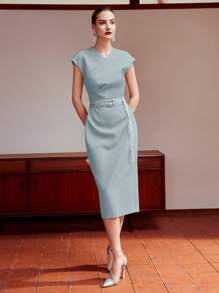 MOTF PREMIUM 系腰带拉链连衣裙