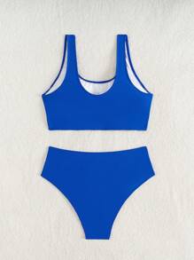 Swim SPRTY Bộ bikini thể thao 2 mảnh họa tiết ghép nối dành cho nữ - Màu xanh lam - Xem 7
