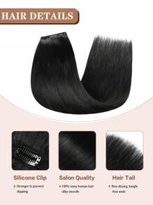Extensiones de cabello invisible con hilo negro, hilo transparente y ajustable, con 4 clips seguros. Extensiones de cabello recto largo de 12-22 pulgadas con clips invisibles de halo - S1 - Ver 3