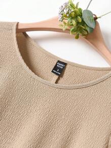 Rusticease Vestido casual de vacaciones de mujer de unicolor con mangas abultadas y bajo con volantes de longitud media