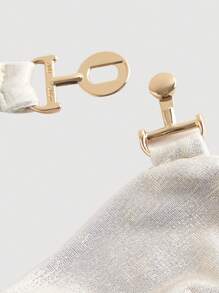 SHEIN MOD 圆领，金属装饰，修身时尚上衣，嬉皮风，街头风，锐舞风，夏威夷风，辣妹风，闪亮，单身派对风，性感，女士上衣，锐舞上衣 - 杏色 - 查看 3