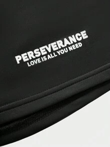 SHEIN Teen Boy Patch & Letter Print Loose Shorts - Black - View 4