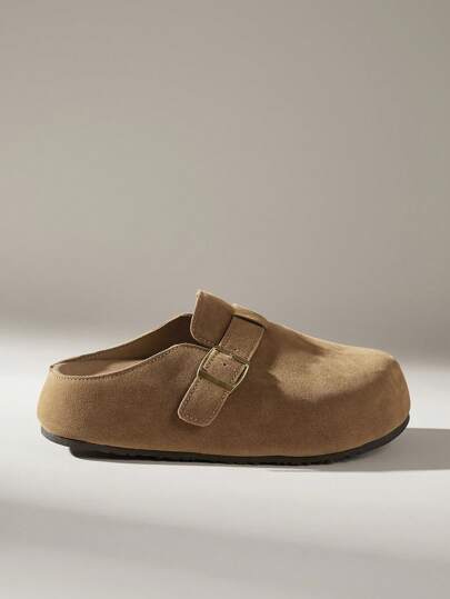 Solecia Women's Thick Sole Closed Toe Backless Mule Shoes, Comfortable Flat Sandals For Christmas