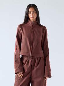 LYSMO 2025 New Arrival Summer Jacket With Side Stripes, Outdoor Sports, Minimalist Casual - Burgundy - View 6