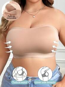 Snug Zone 1pc Women Plus Size Solid Color Fashion Side-Buckle Camisole - Apricot - View 5