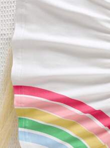 SHEIN 3pcs/Set Baby Rainbow Pattern Casual Round Neck Short Sleeve T-Shirt, Summer - Multicolor - View 3
