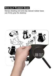 ROMWE Anime 可爱简约猫咪图案防滑防水加厚鼠标垫，鼠标垫 998665 - 彩色 - 查看 4