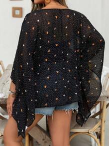 SHEIN LUNE Plus Size Women Chiffon Loose Printed Shirt - Multicolor - View 2