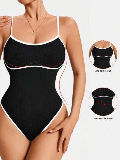 Easithlete 1 件无缝运动服瑜伽工字背心紧身衣/色块饰边/户外健身