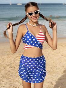 Teen Girls Swimsuits, Random Printed/3 Pcs Set - Multicolor - View 5