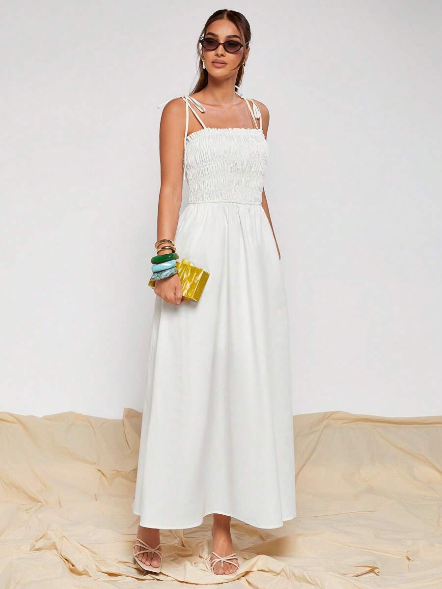 COSMINA 女士纯色细肩带长款度假休闲连衣裙