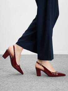 CUCCOO BIZCHIC Women's Fashionable Party Solid Color Pointed Toe High Heels - Burgundy - View 5