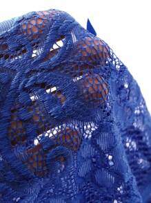 DAZY Lace Sheer Deep V Back Sexy Jumpsuit - Blue - View 10