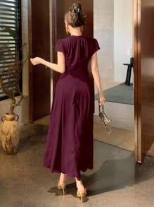 DAZY Váy dự tiệc dài vừa phải thanh lịch dành cho nữ, Đầm suông thanh lịch mùa xuân/hè - Màu đỏ tím - Xem 4