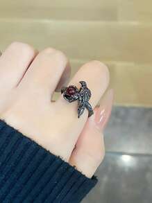 ROMWE Goth 哥特式乌鸦宝石戒指，简约实用，多功能，万圣节