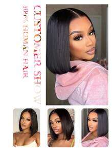 Natural Color Short Bob Wig Human Hair 13X4X1 T Part Lace Front Wig Human Hair For Women Middle Part Brazilian Straight Bob Wig Virgin Human Hair - S1 - View 10