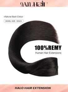 Invisible Wire Hair Extensions With Transparent Wire Adjustable Size 4 Secure Clips Long Straight Secret Hairpiece 12-22inch Invisible Clips Halo Hair Extensions - SNatural - View 2