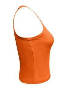 INAWLY Áo ba lỗ trơn không tay cho nữ, phong cách tối giản phù hợp cho mùa hè - trái cam - Xem 4