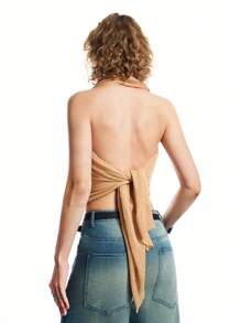 LYSMO 2025 New Arrival Summer Multi-Functional Infinity Knit Metallic Yarn Cape, Versatile Style, Mix And Match Freely,Boho Chic - Apricot - View 8