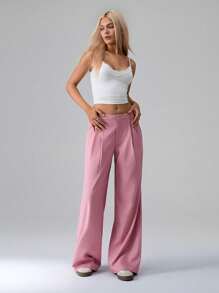 TRNVIE Women's Ultra-Low Waist Slimming Minimalist Casual Trousers - Pink - View 5