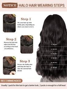 Extensiones de cabello invisible con hilo negro, hilo transparente y ajustable, con 4 clips seguros. Extensiones de cabello recto largo de 12-22 pulgadas con clips invisibles de halo - S1 - Ver 7