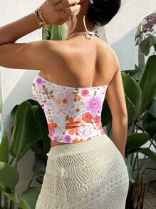 cha5rlie Colorful Floral Print Camisole Tank Top For Women, Suitable For Summer Music Festivals, Beach, Vacation - Multicolor - View 2