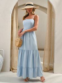 EURMUSE Women Extra Long Maxi Back Detailed Dress Women S Long Dresses Women Clothing Summer Dresses Summer Dresses For Women Women Long Dresses Dresses For Women Summer Women Long Dresses - Blue - View 4