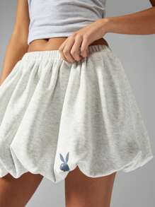 Missguided x Playboy Balloon Mini Skirt Loungewear Puffball Design Elastic Waist Athleisure ComFort Wear Spring Summer Casual Sporty Streetwear