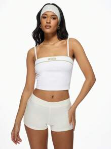 MISSGUIDED MSGD 运动短款上衣抹胸运动文胸背心健身瑜伽健身训练健身房运动服夏季无袖高性能运动服 - 白色 - 查看 1