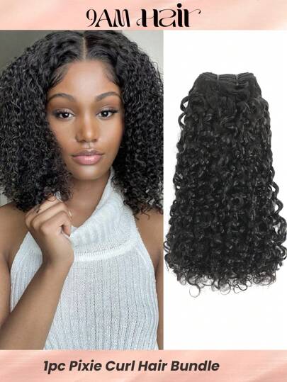 Pixie Curl Super Double Drawn Hair Bundles Natural Black Color Raw Virgin Cuticle Aligned Human Hair One Hair Doador 12a Grau SSD Full End