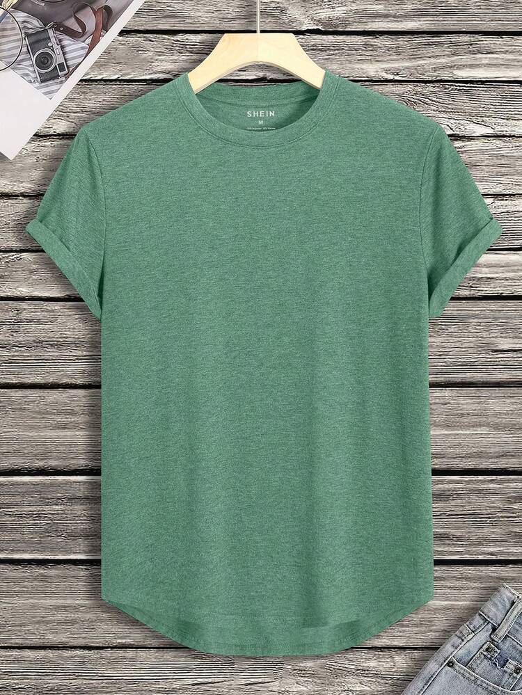 3 قطع تي شيرت رجالي أحادي اللون بهامش منخفض/مرتفع