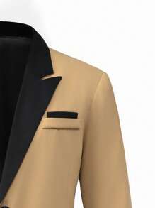 Manfinity Mode Men's Business Commute Contrast Collar Suit Jacket Casual Suits For Men - Khaki - View 5