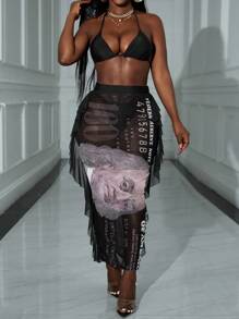 Slaydiva 3pcs/Set Women Swimwear: Floral Print Long Cover-Up, Tankini Shorts And Bikini For Summer Beach Vacation