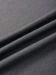 SHEIN LUNE Casual Minimalist Floral "Mama" Graphic Round Neck Short Sleeve Loose Fit T-Shirt For Women, Suitable For Summer Suitable For Going Out,Casual - Dark Grey - View 6